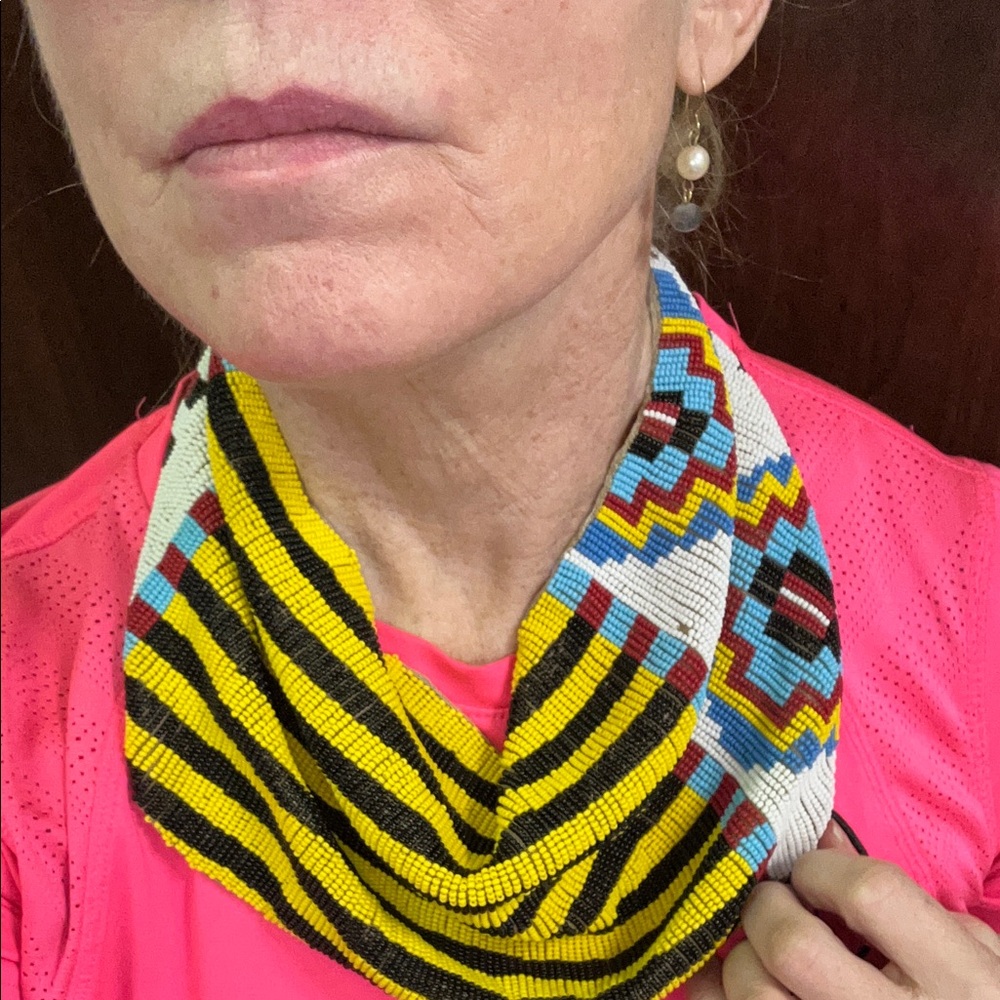 RARE!!! ROARKE Tribal/Navajo style beaded necklace-festivals/one of a kind!